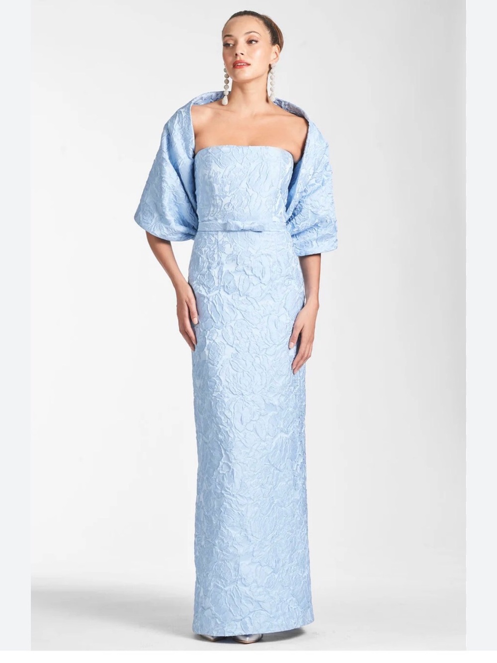 Sachin + Babi Light Blue Off-Shoulder Brocade Maxi Dress Sophia Gown - Picture 1 of 6
